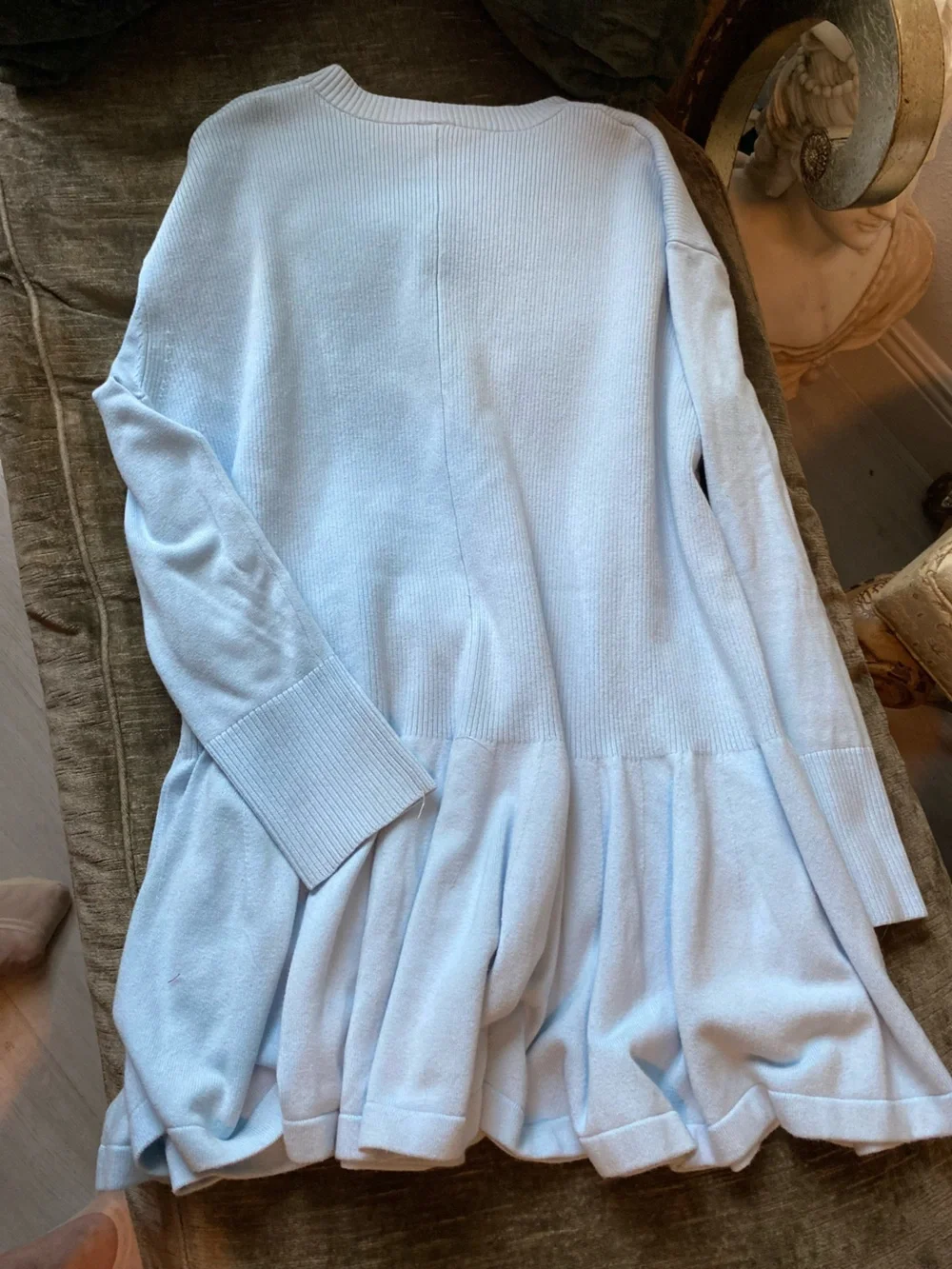 Free People Sky Blue Ribbed Knit Top